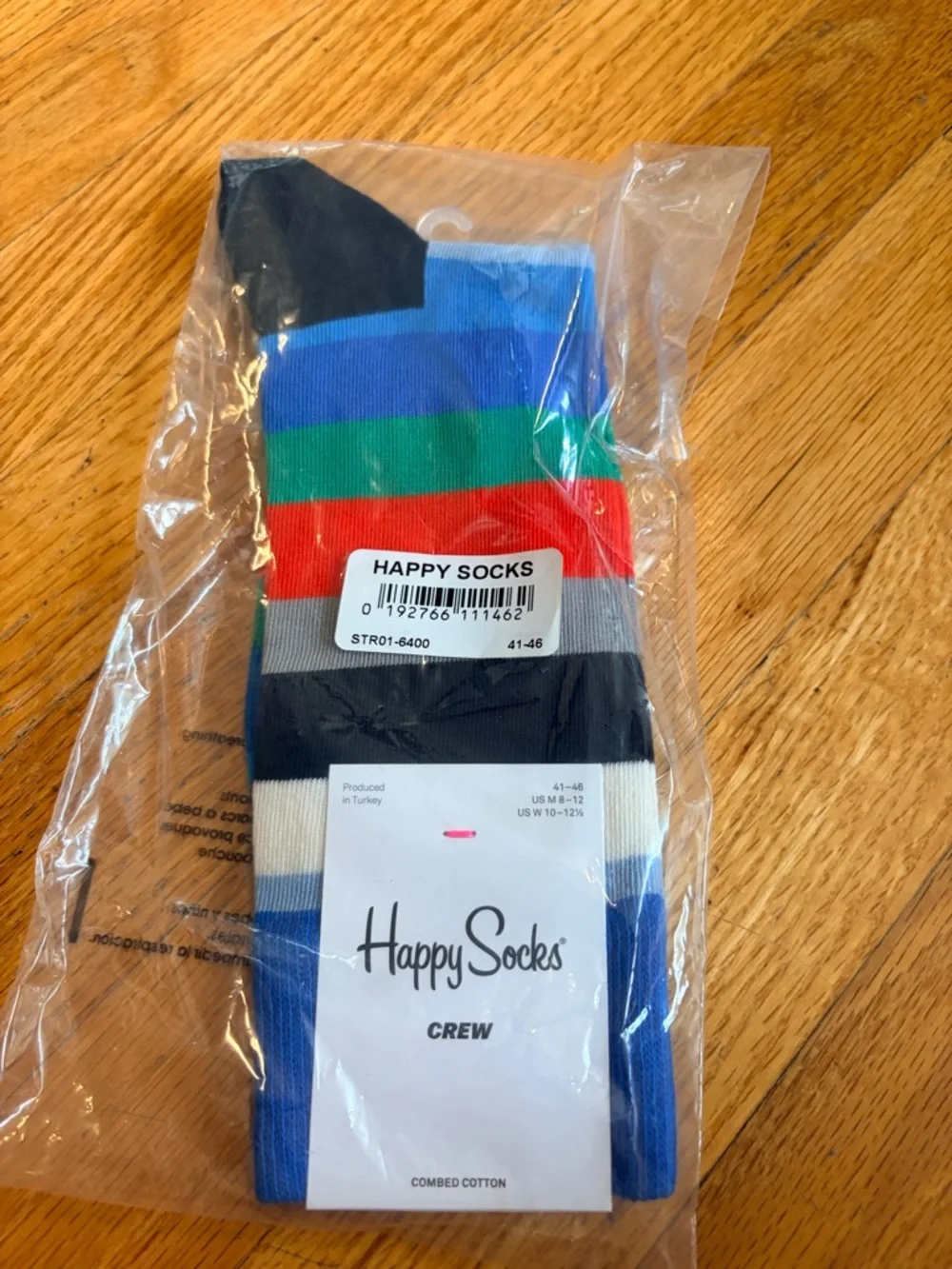 Happy Socks Striped Crew Socks - Blue, Green, Red & Black